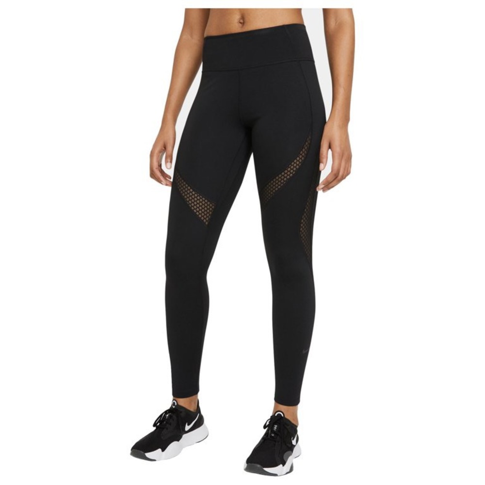 NWT- Nike Women's One Mesh Mid-Rise Dri-Fit 7/8 Leggings - Black (XS)
